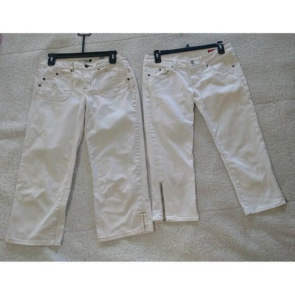 Tint & X2 Cropped White Jeans Size 4 Lot 2 Piece - Picture 1 of 12